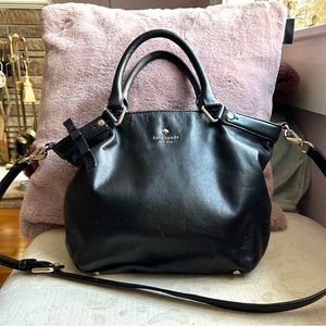 Kate Spade Black Leather Carry-all Shoulder Satchel/Crossbody Bag